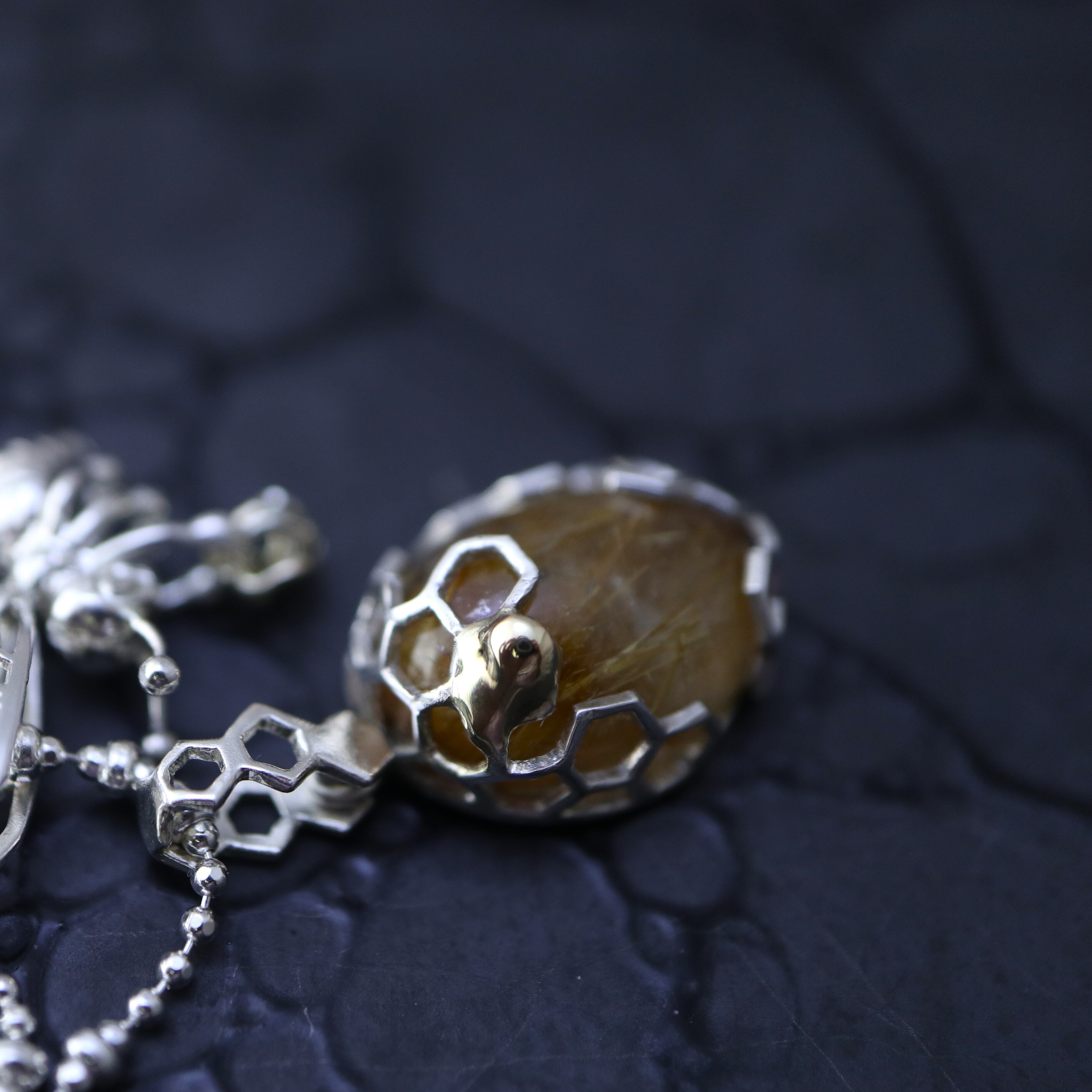 honey bee- ハニー ビー】ネックレス SV925 K10YG ルチルクォーツ