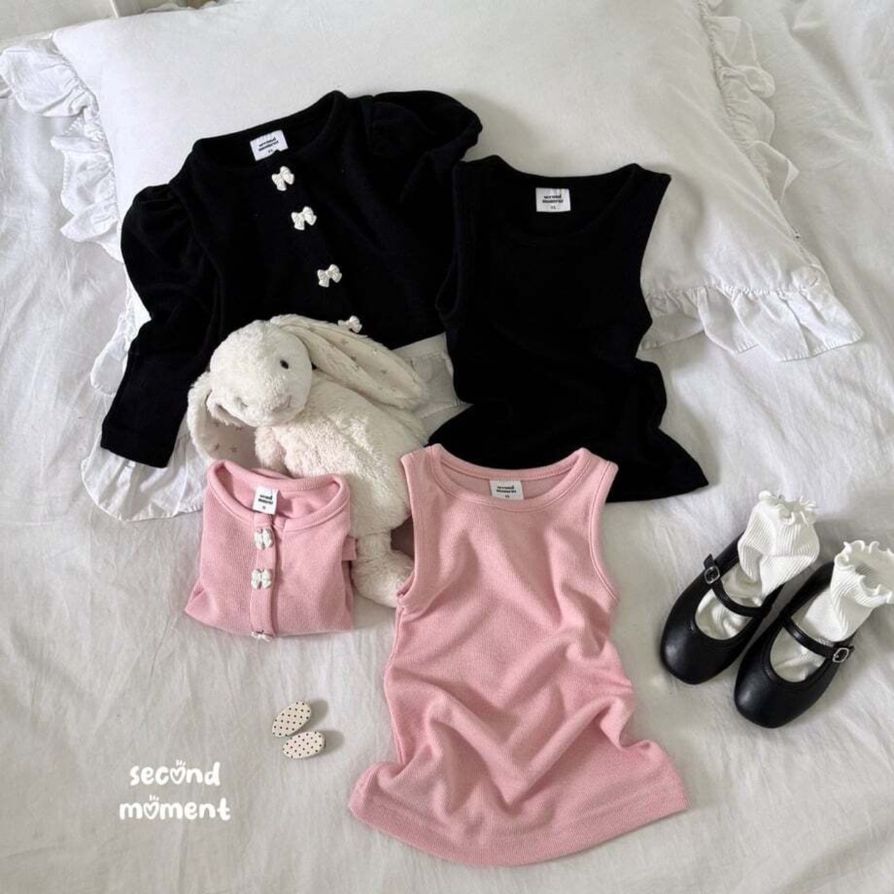 韓国子供服 / 26Autumn / 〖取寄〗second moment / リボンワンピースセット / キッズ服 / 女子服 *XS~JL*