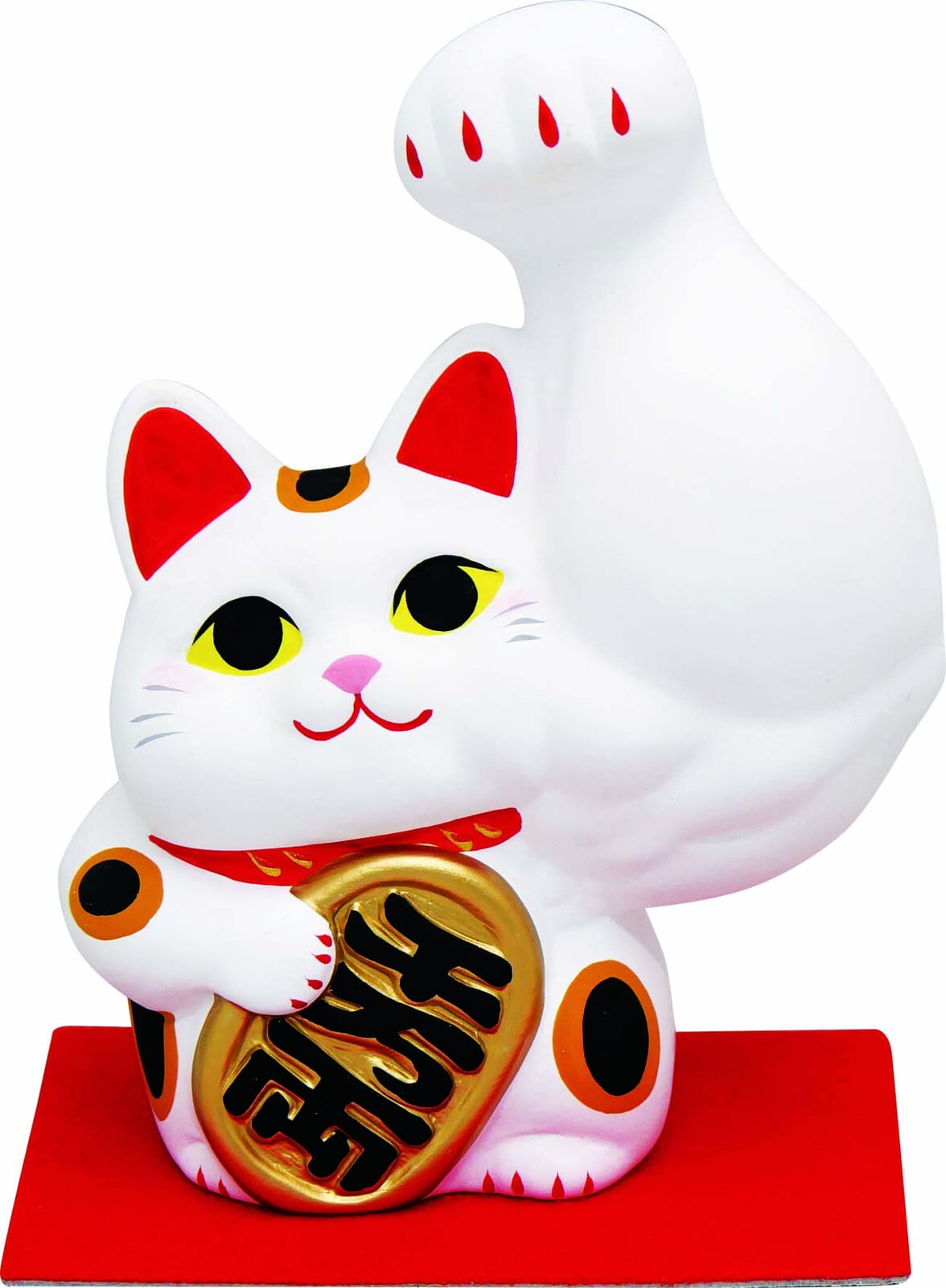 剛腕まっちょ小判招き猫(白) 左手招き