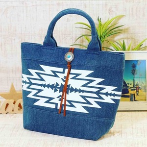  Ortega pattern denim mini tote bag