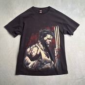 MARVEL X -MEN WOLVERINE LOGAN ムービーTシャツ ダメージ ボロ 半袖 すみ黒 古着