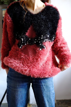 Pink shaggy sweater