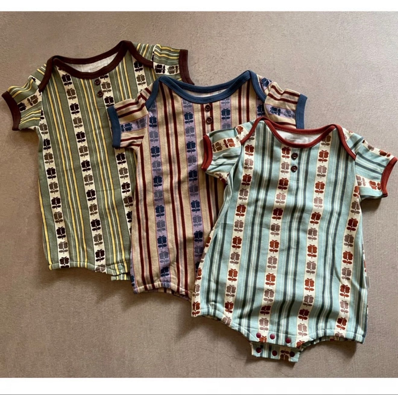 【&pal】rétro stripe rompers/3color