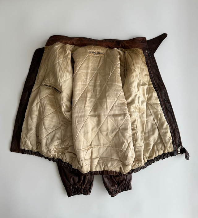 1980s GIORGIO ARMANI CHIN STRAP LEATHER JACKET