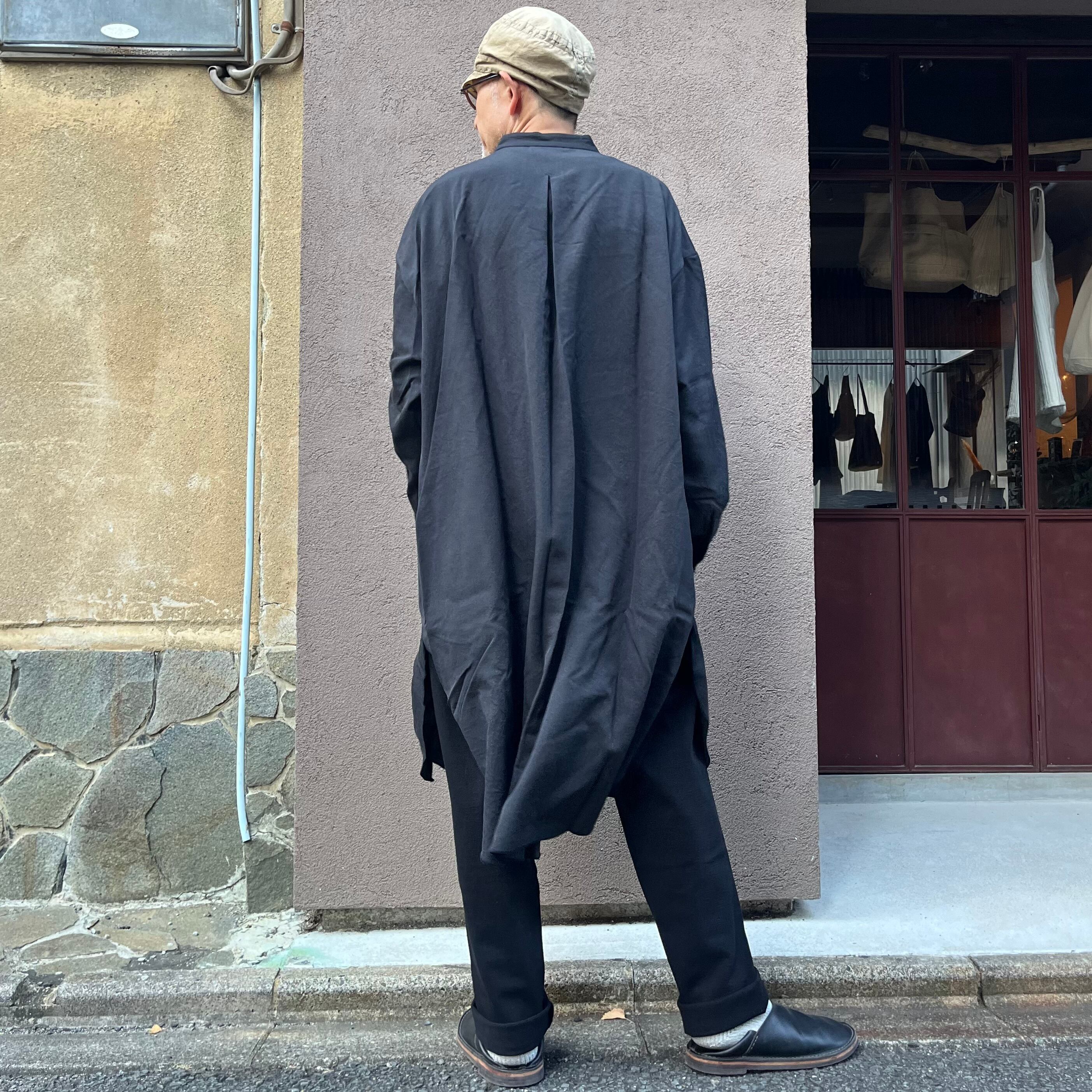 MITTAN SH-106 エアータンブルウールロングシャツ 墨黒 | Routes*Roots