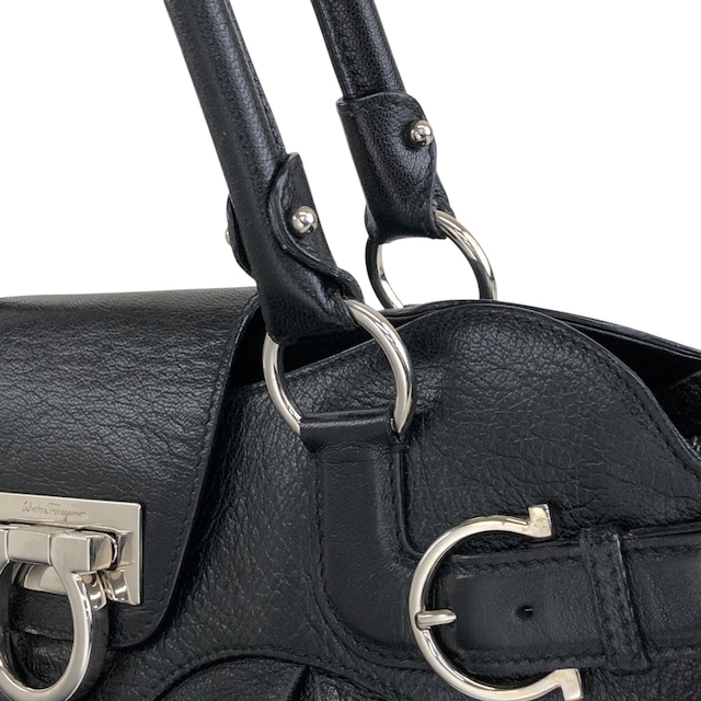 Salvatore Ferragamo サルヴァトーレ フェラガモ ハンドバッグ ブラック ガンチーニ レザー vintage ヴィンテージ オールド igucky