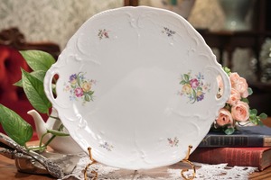 A【Rosenthal】ローゼンタール Classic Rose クラシックローズ 花散らし ハンドル付き 大皿 プレート 約30cm ヴィンテージ
