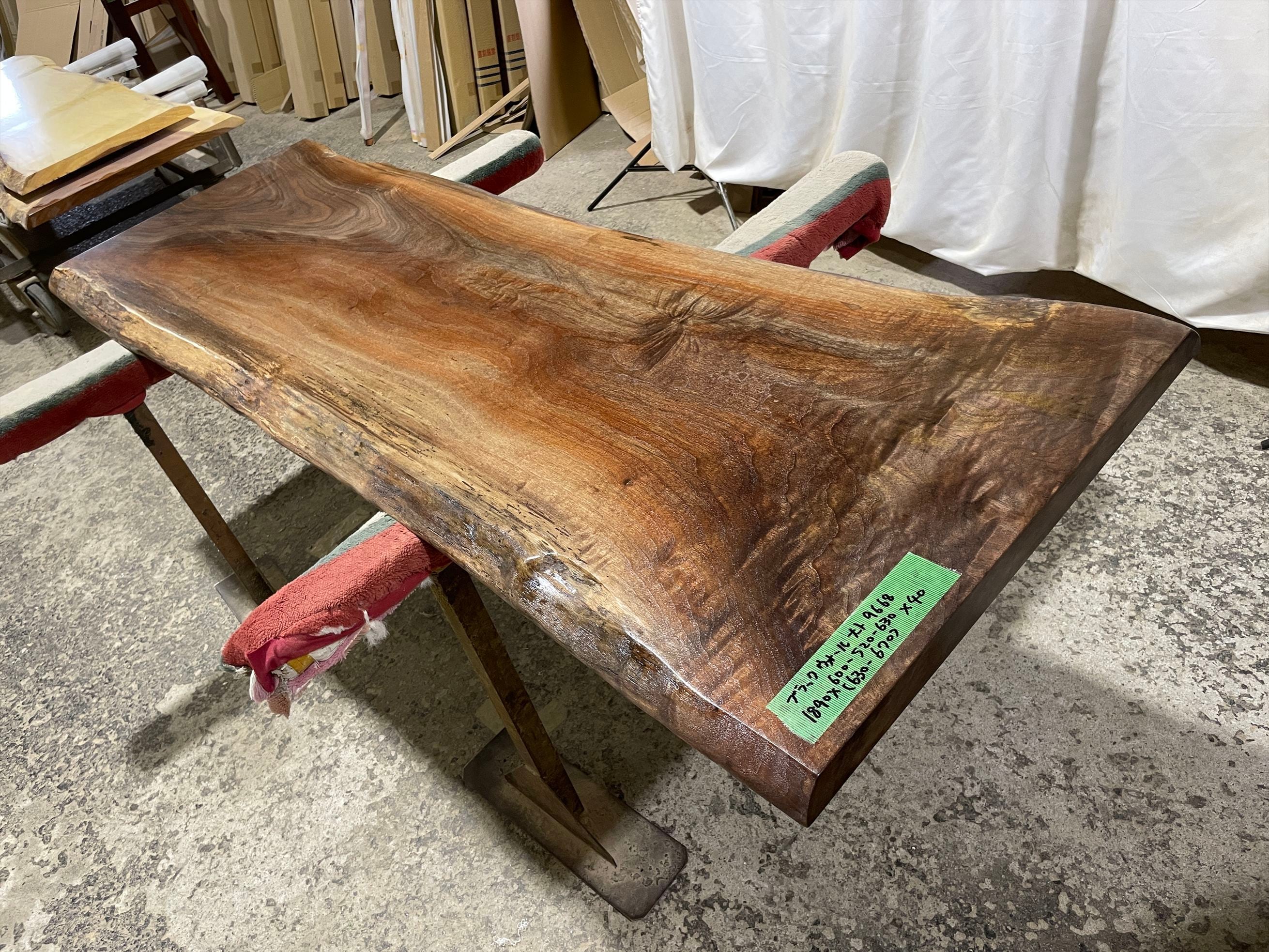 ブラックウォールナット9668 一枚板無垢 乾燥材 1890x600-520-630x40mm カウンター ローテーブル センターテーブル テーブル