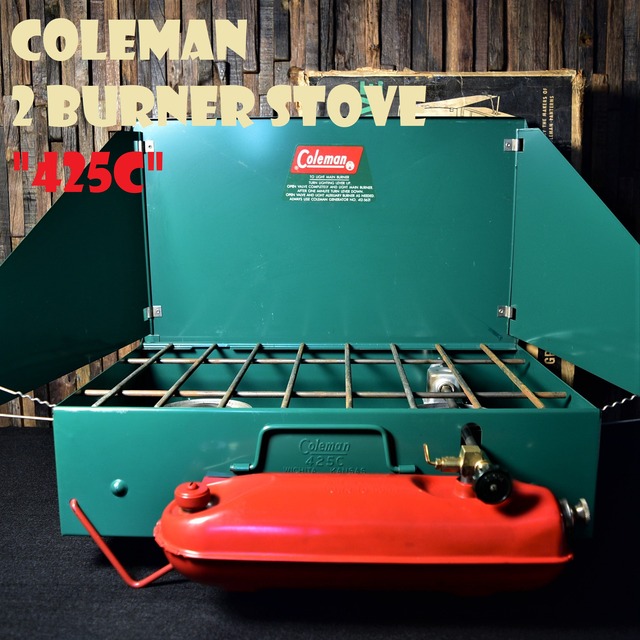 コールマン 425C ツーバーナー 赤脚 赤足 コンパクト ビンテージ ストーブ 60年代 2バーナー COLEMAN 純正箱付き 使用回数少ない美品