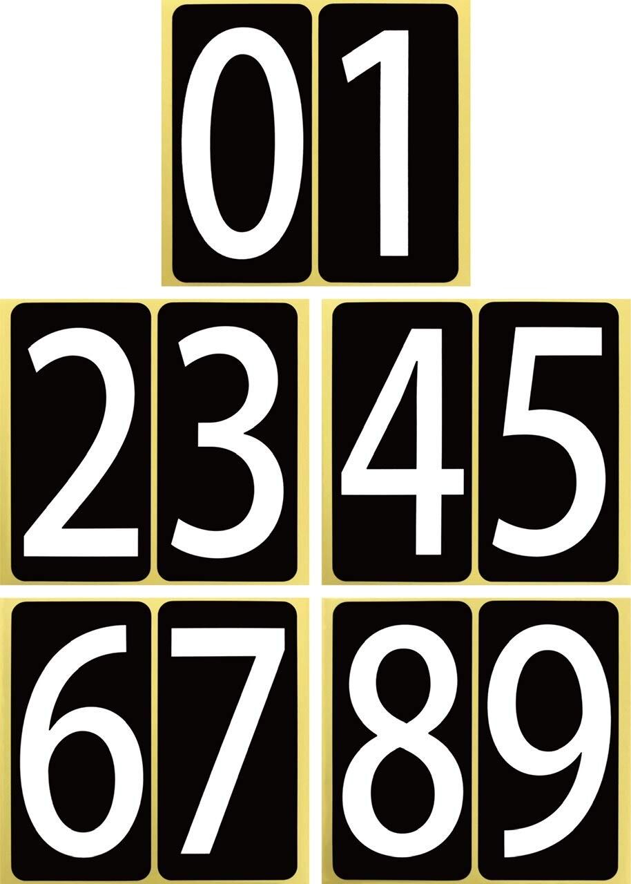 数字 【特大】 白文字 シール 66W091 ナンバー ステッカー ゼッケン 防水 大きい ラベル 番号 ユポ PP加工 耐候性 屋外【66×132mm/片】0~9の10種各1片×1セット 66W091