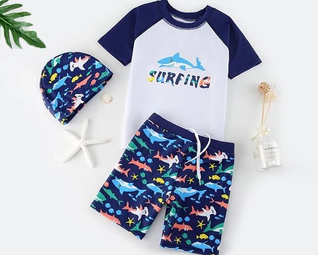水着3点セット / 半袖ラッシュガード / パンツ / 帽子 / 男女兼用 / 〜4XLサイズ
