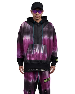 TCR ESSENTIAL TECH TIE DYE HOODIE  - PURPLE/BLACK