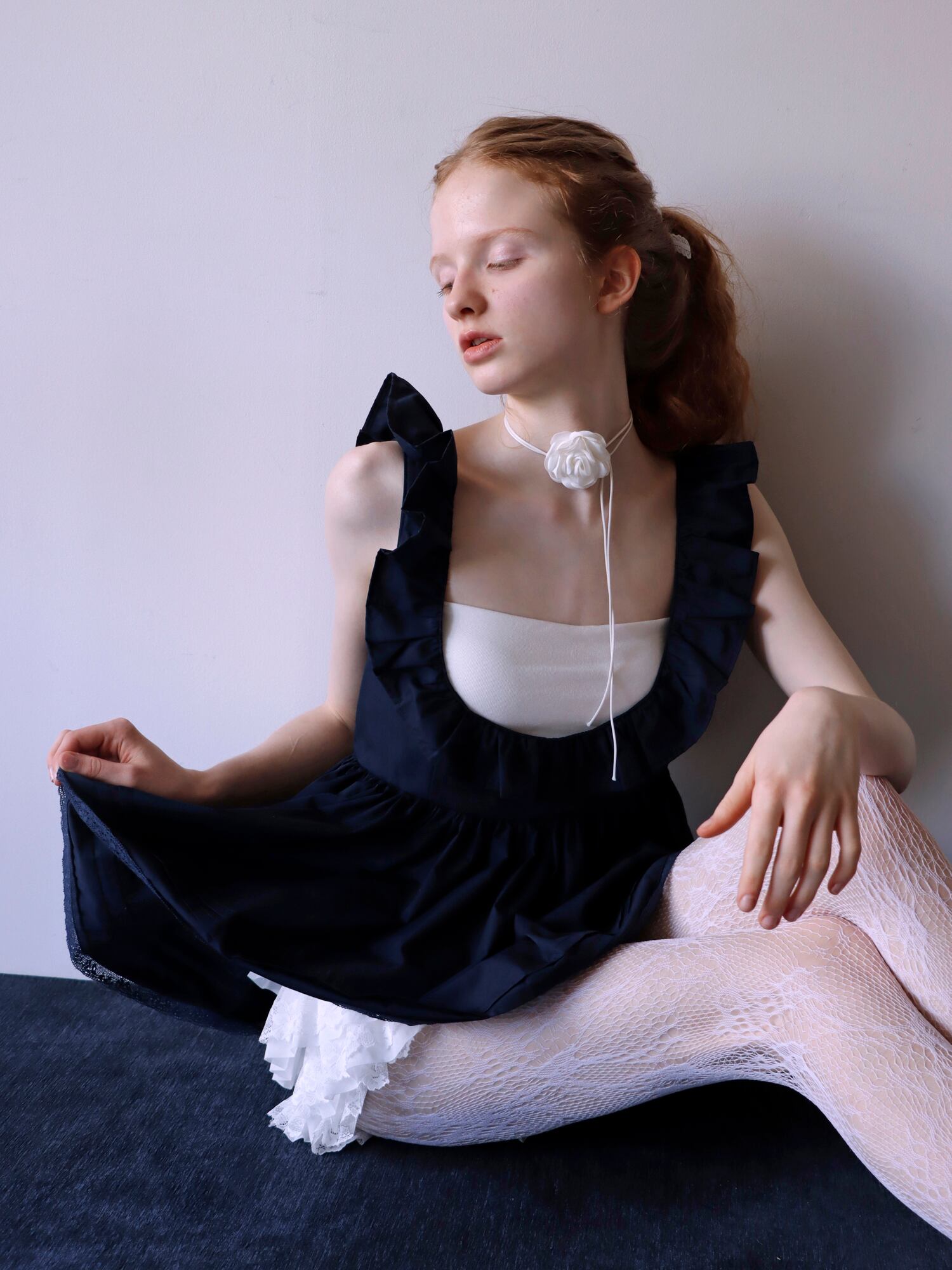 PETIT APLON TOP -NAVY- | mieya mieya