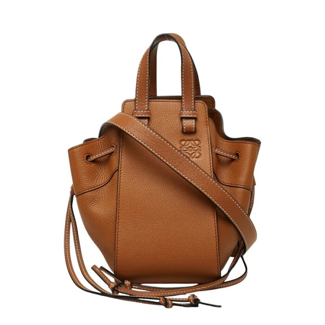 ロエベ ハンモック ミニ ハンドバッグ ドローストリング ショルダーバッグ 2WAY ブラウン レザー レディース LOEWE 【中古】