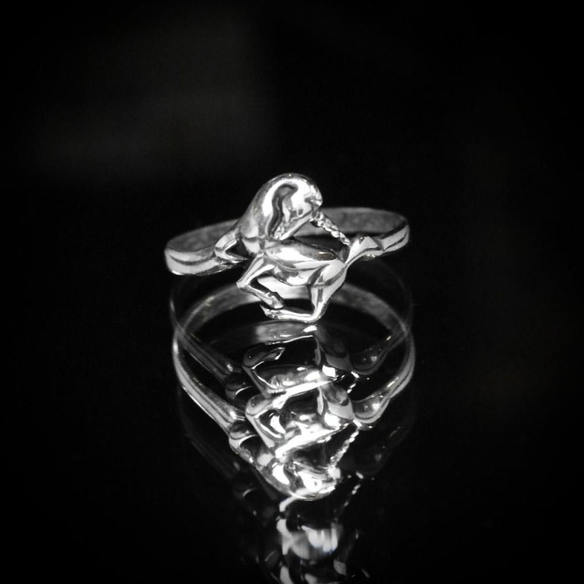 Vintage Unicorn Motif Silver Ring [1981s- STERLING] Unicorn Design