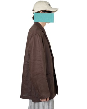 ssstein "LIGHT LINEN EASY SINGLE BREASTED JACKET〔BROWN〕"
