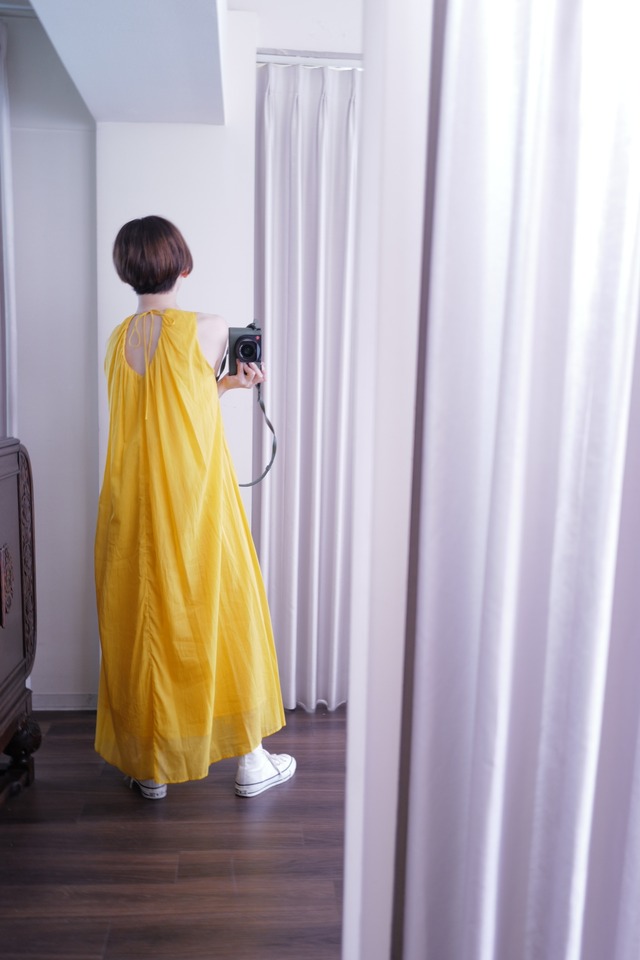 cotton 2way no sleeve dress yellow