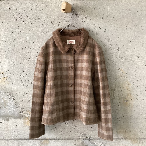 Brown brushed check jacket