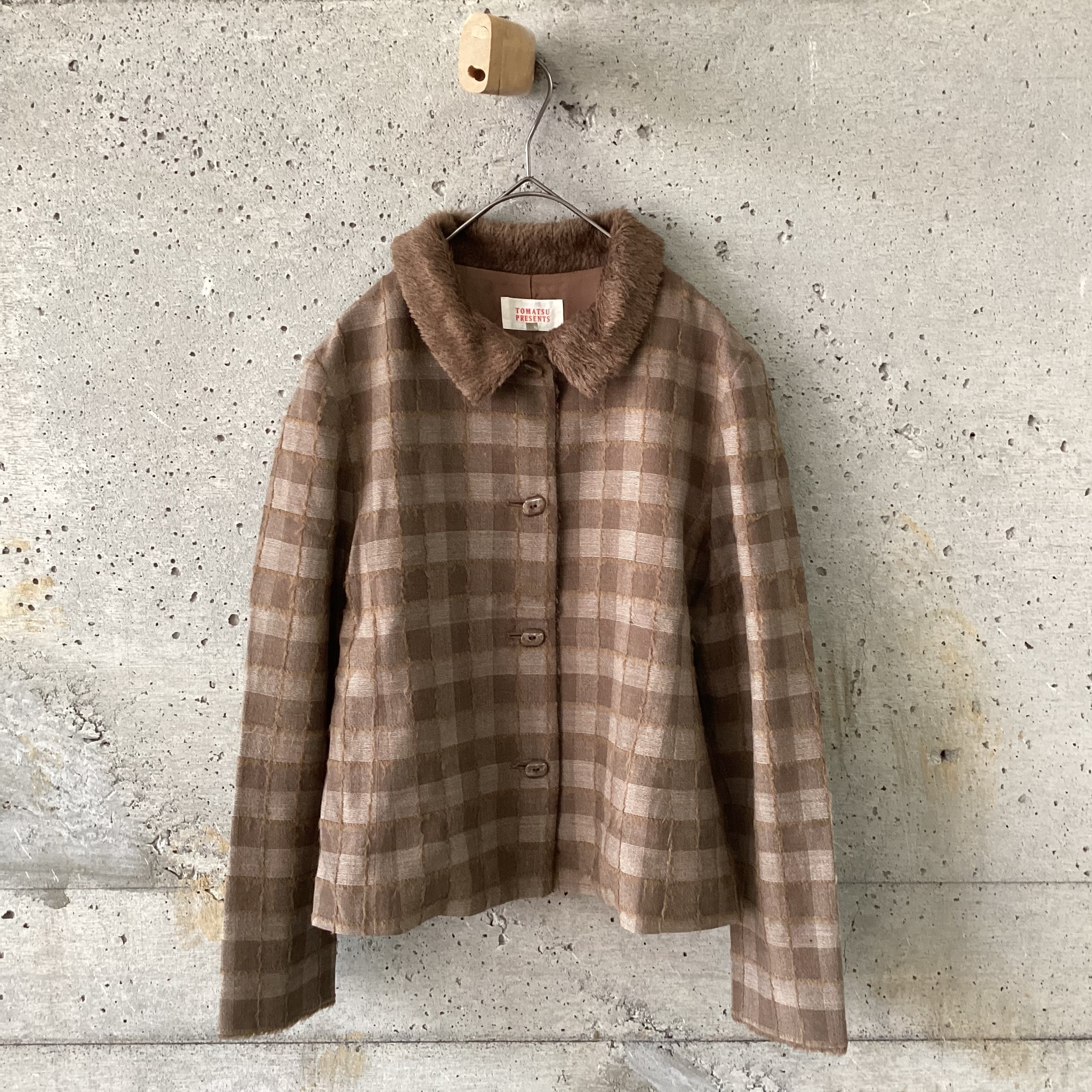Brown brushed check jacket