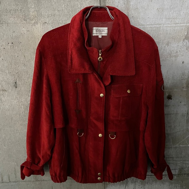 〖vintage〗redcolor embroidery western design blouson jacket/レッドカラー 刺繍 ウエスタン デザイン ブルゾン ジャケット/lsize/#0510
