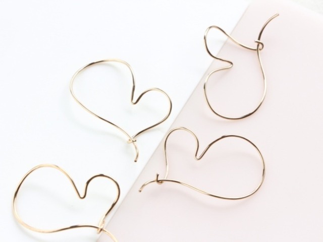 14kgf-fluffy heart pierced earrings /can be chang to A.N original clip-on