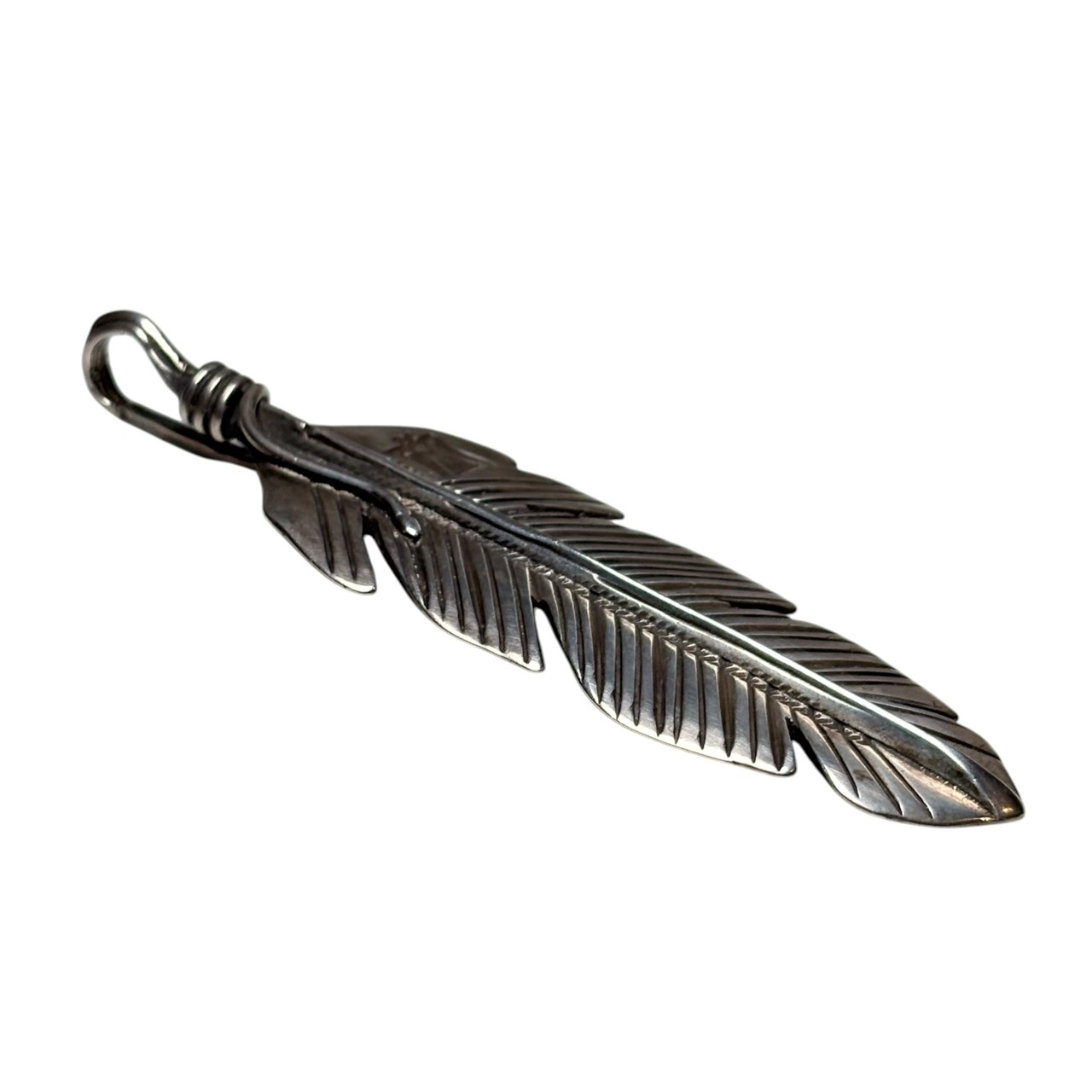 Anglo Buffalo ingot silver feather pendant