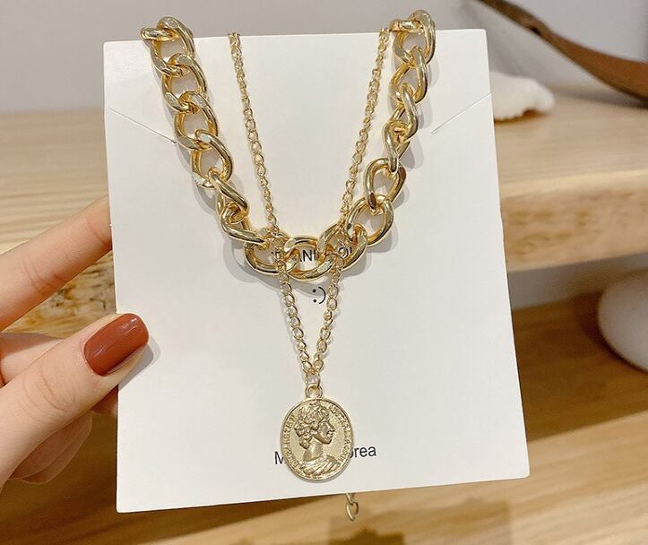 Accessories Chain Coin アクセサリー ネックレス コイン チェーン 2連 太め クール ごつめ ストリート おしゃれ シンプル 2色展開 ゴールド シルバー 大人女子 カジュアル お出かけ デイリー デート ランチ レディース Sea Sign Post