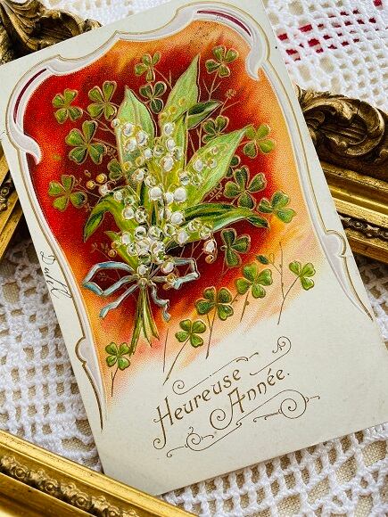 フランスアンティーク スズランのポストカード 1960 [s023f