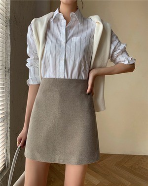 【LT1201】A-Line mini skirt / ウール