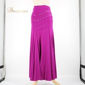 社交ダンス 衣装 スタンダード スカート レッスンウェア Create-Sun クリエイトサン 紫 パープル系 練習着 派手 上品 シンプル スカート 練習用 機能的 体型カバー おしゃれ 舞台衣装 レディース ダンスウェア ダンス用 おすすめ スパンコール 伸縮性あり ウエストゴム 丈93cm Mサイズ 通気性 ブランド クリエイトサン