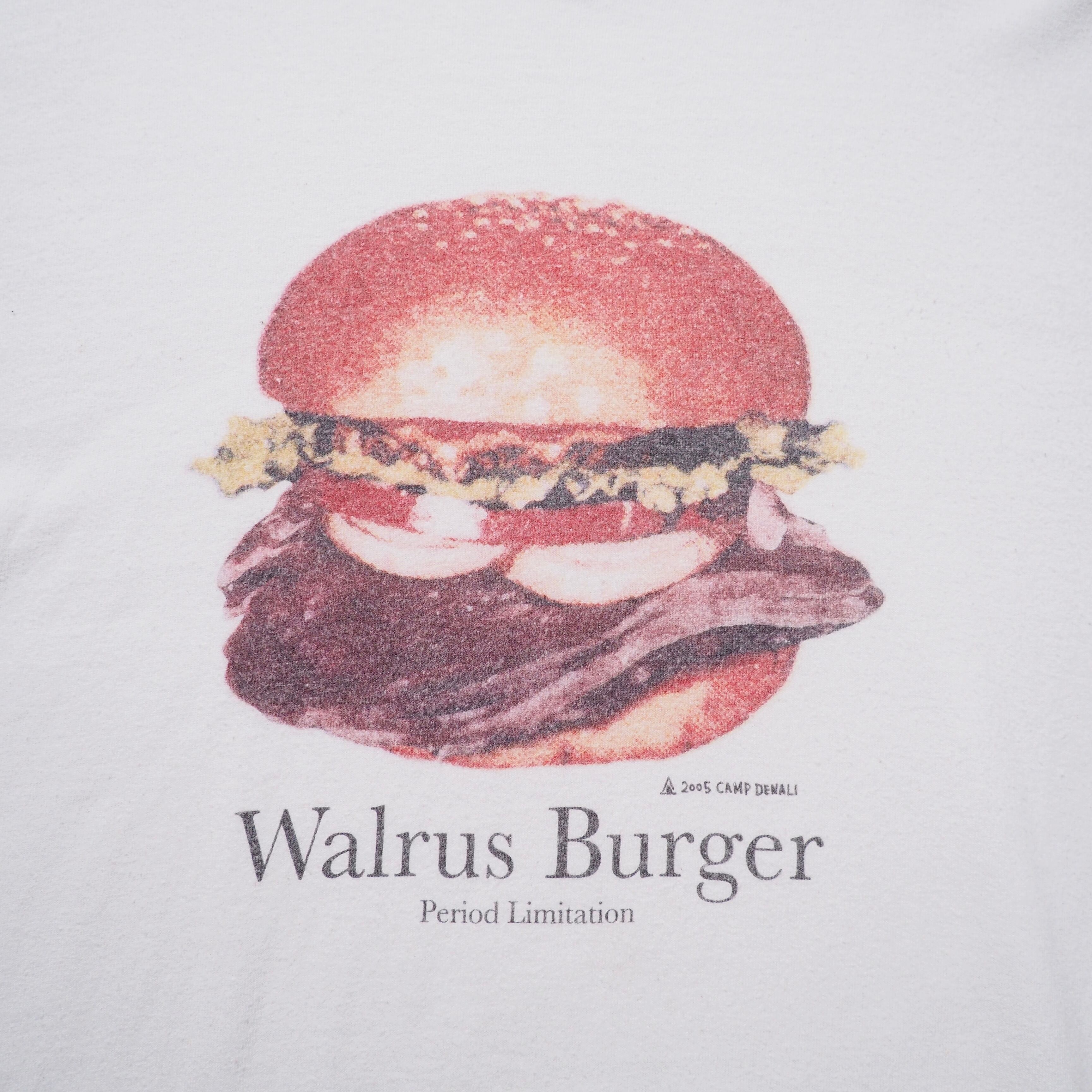 " N.HOOLYWOOD " Walrus Burger Graphic printed Over silhouette White Tee