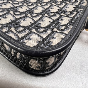 DIOR ディオール オブリーク キャンバス ショルダーバッグ 紺 A-13754