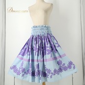 フラダンス 衣装 Anela Wink アネラウィンク パウスカート ブルー系 ティアレ柄 花柄 植物柄 ハワイアンプリント ハワイアン アロハ フラ ダンス レッスン 練習 水色 紫 パープル系 シングル スカート フレア 華やか さわやか かわいい おしゃれ 上品 大人っぽい
