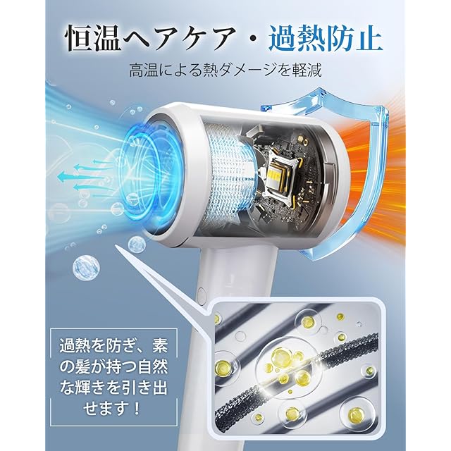 【新品】 高濃度マイナスイオンヘアケアドライヤー wh RUNCTY ドライヤー 大風量【業界TOP・強化版ブラシレス・10億マイナス