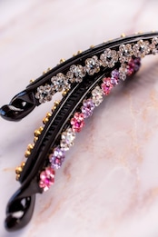 ビジューフラワーロングバナナクリップ