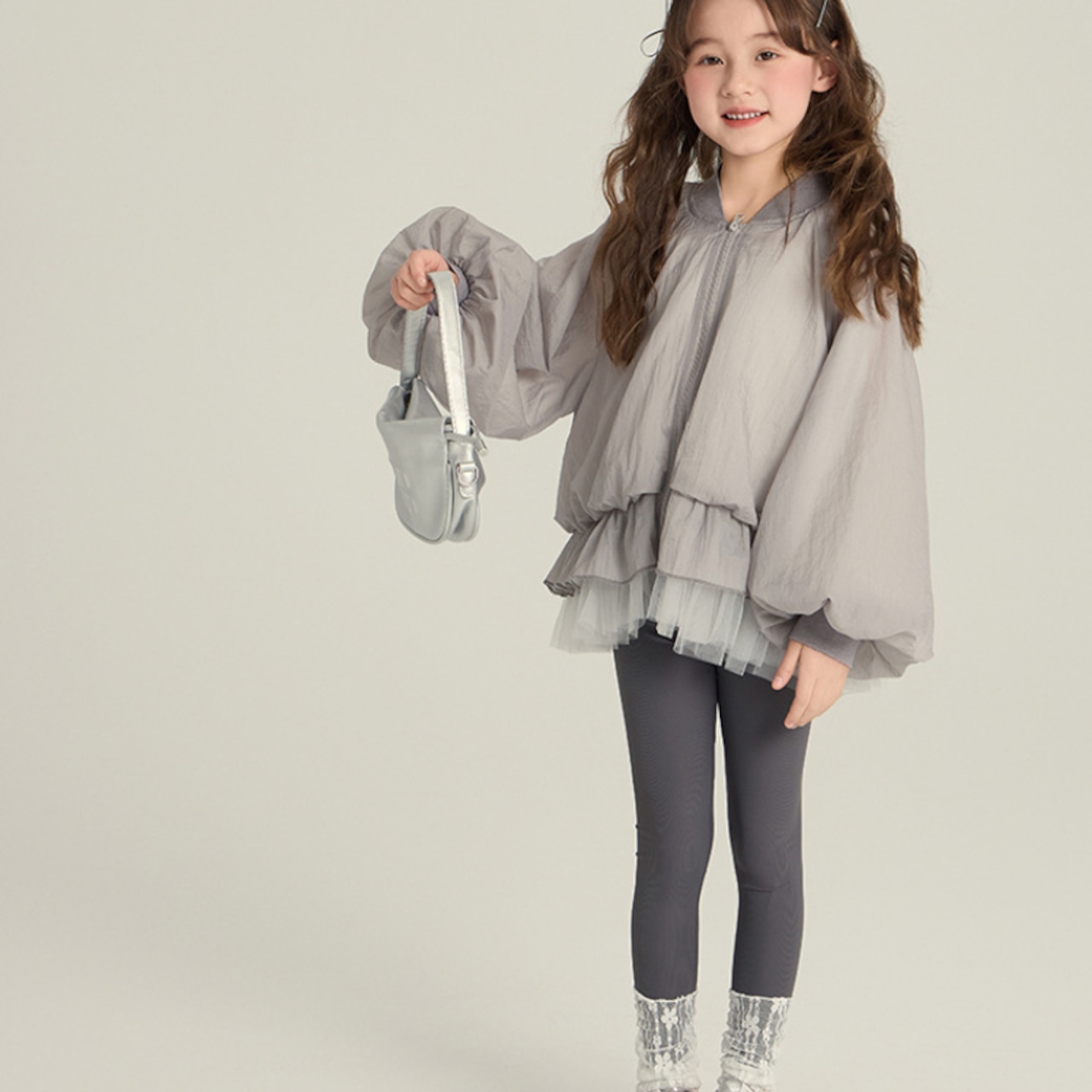 秋チュール裾フリルデザインジャケット
