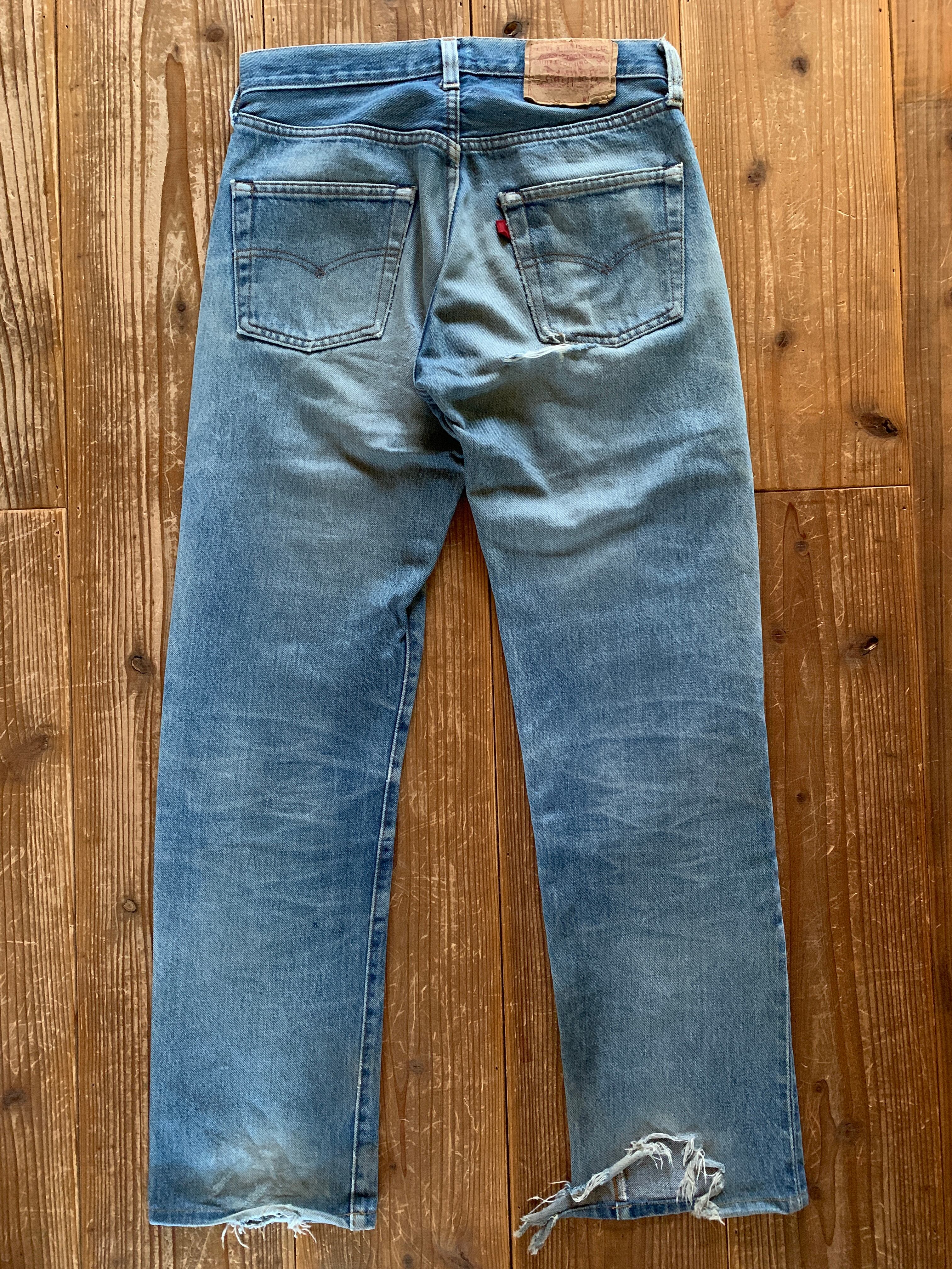 80's Levi's 501 デニムパンツ 赤耳 ボタン裏524  リペア跡あり 良色落ち 実寸(31x29)
