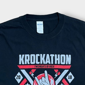 【GILDAN】音楽フェス K-Rockathon プリント ロゴ Tシャツ 半袖 XL ビッグサイズ 黒t US古着