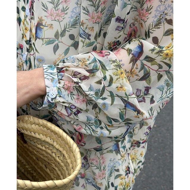 botanical print blouse　10917