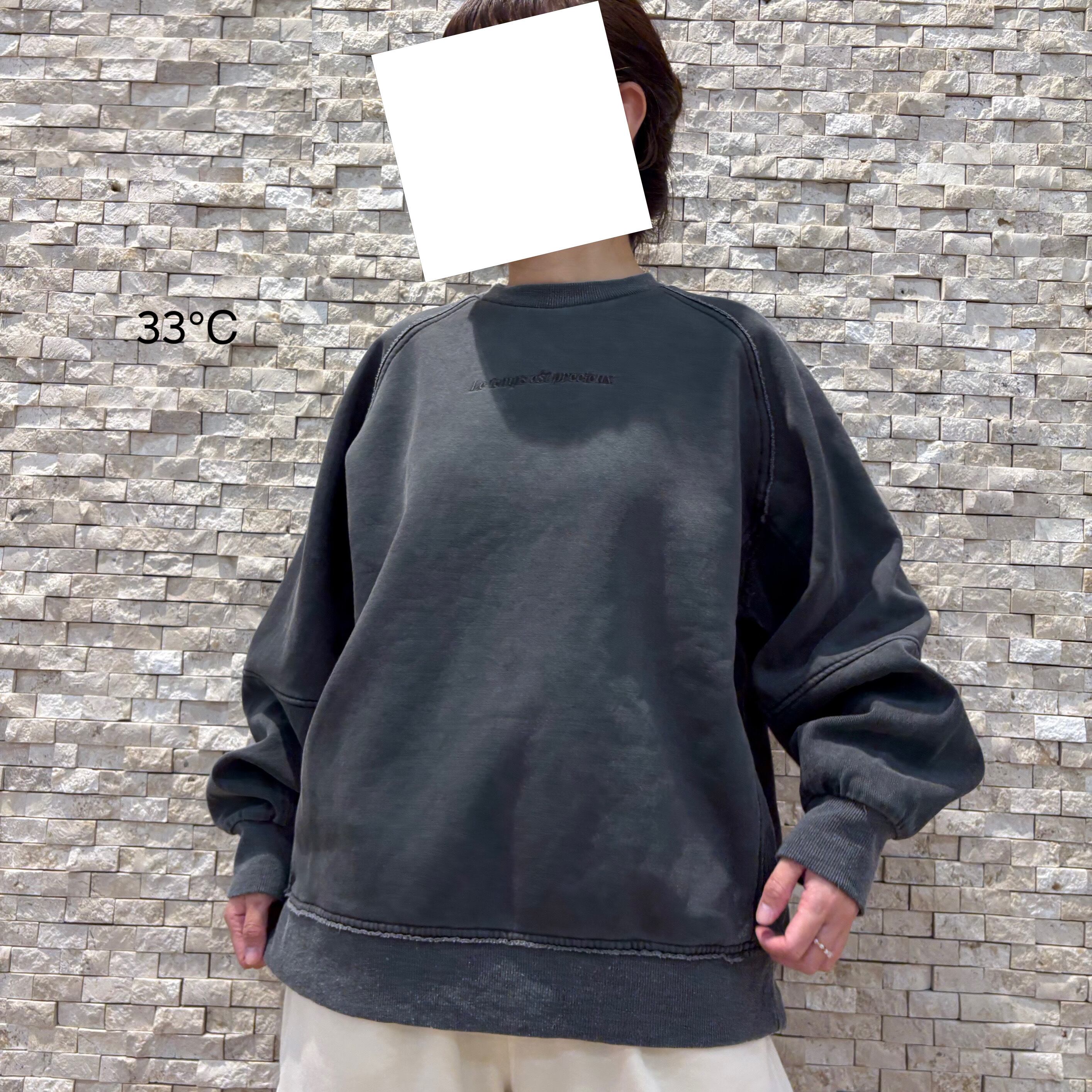 【33℃】裏起毛ピグメントバックパッチスウェット(gz511301)