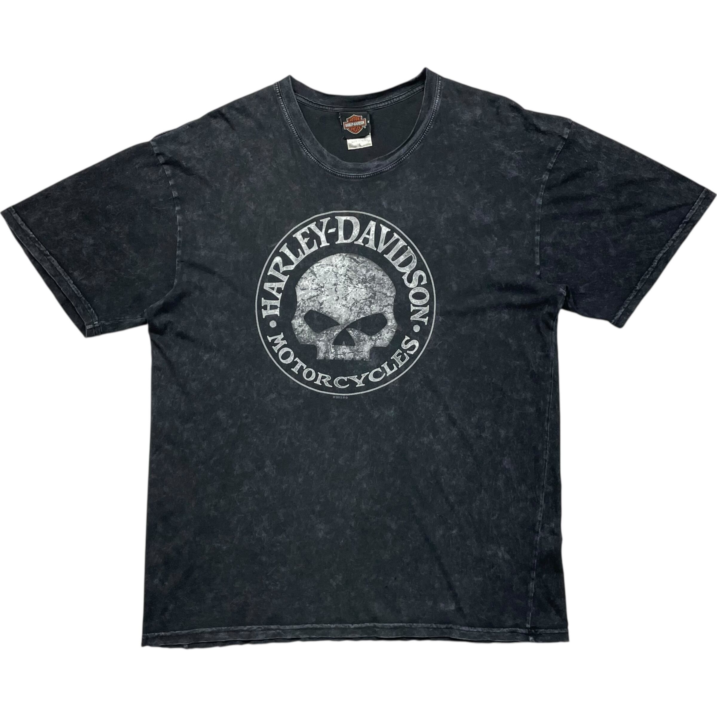 《L》 Harley-Davidson ハーレーダビッドソン Tシャツ 両面プリント スカル ブラック no.7569