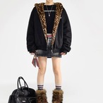 Women's Padded Coat with Leopard-Print Fur(ME498)
