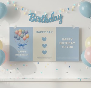 即納販売　Pastel Blue Birthday Poster /  Pet Party Decoration for Dogs & Cats  犬用バースデーポスター　韓国　ブランドwitiwiti
