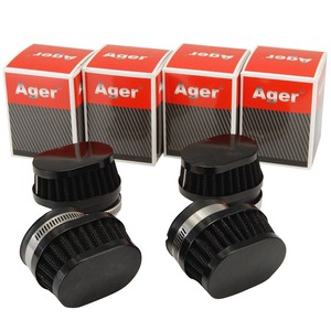 【人気】Ager 50mm オーバル パワーフィルター ショート 黒 x 黒 4個