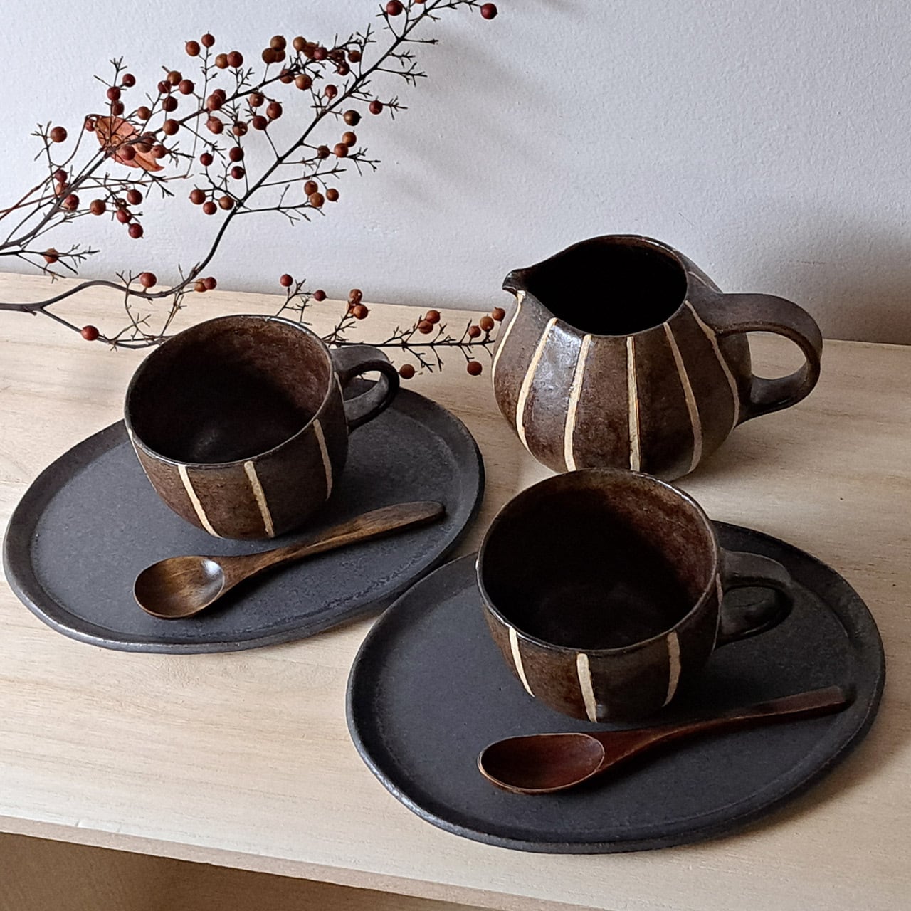 大野素子】マグカップ（茶 縦縞） | gallery&select shop 縁