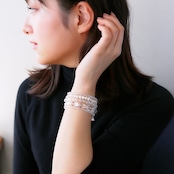 淡水パール×クリスタル 5連ブレスレット ホワイト