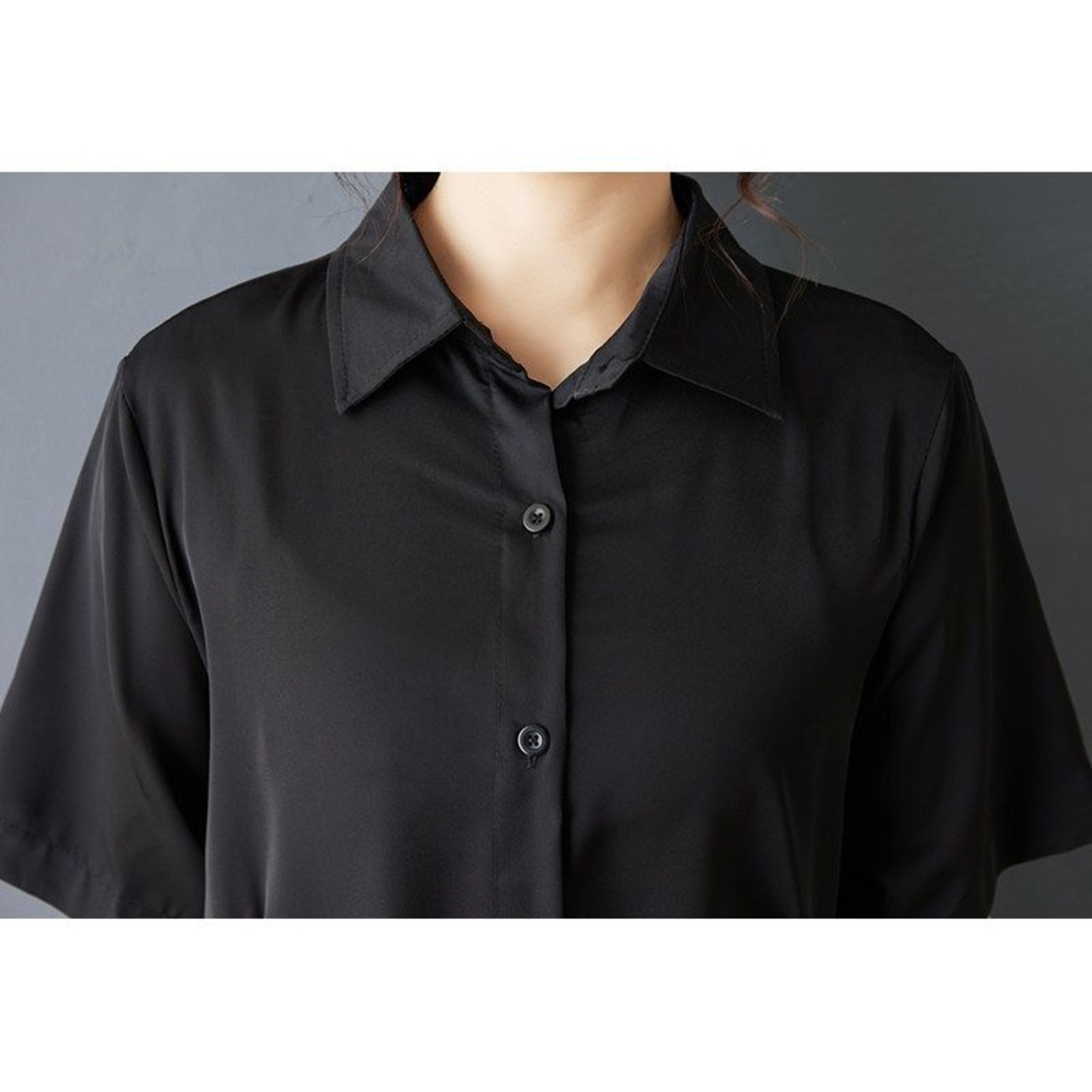 アシメフレア シャツワンピース  30235