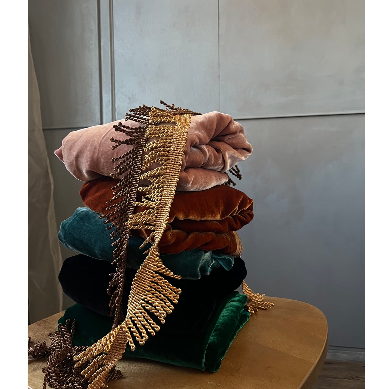 Fabric生地 ベルベット／3.アンティーク グリーン 約105×50cm