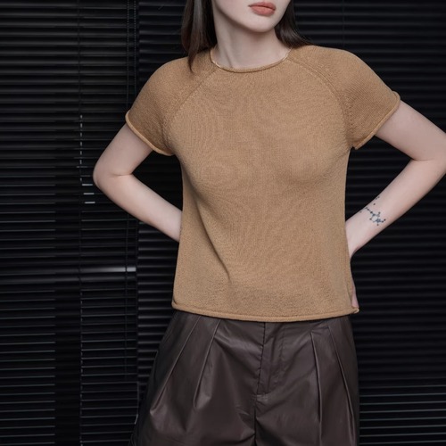 ハーフスリーブニットトップス ・21351