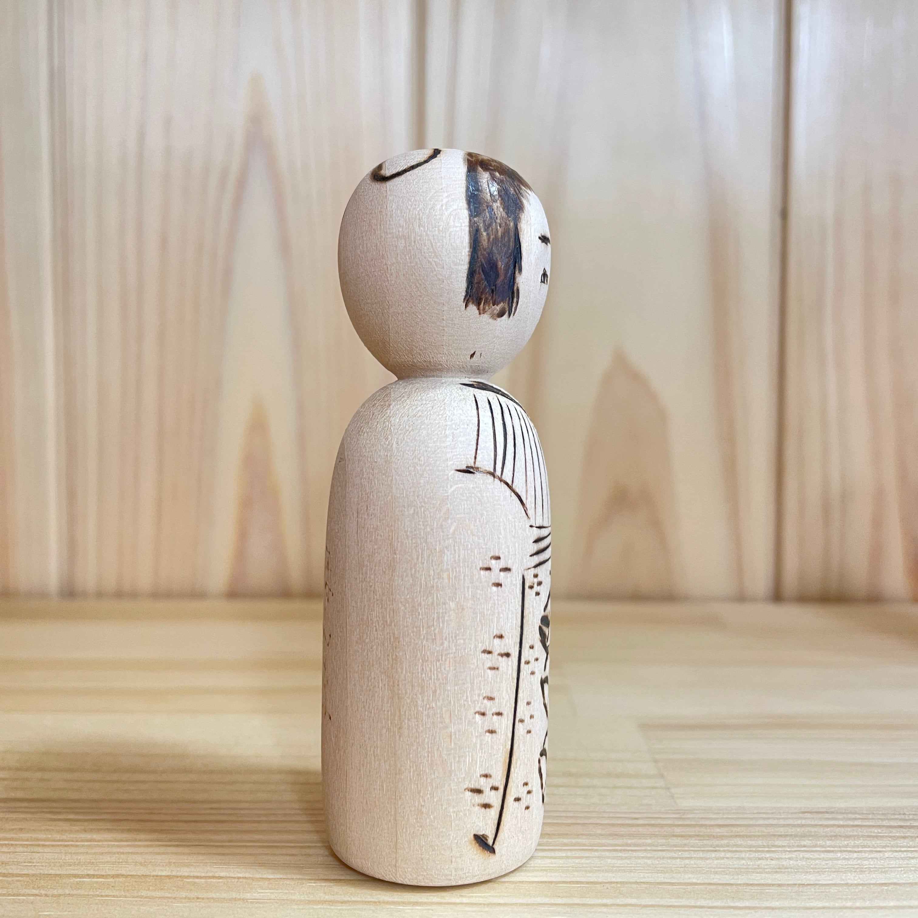 本間功工人：木地山系】焦げ 着物：3寸 9cm N3IH-23 | SHIBUYA_KOKESHI